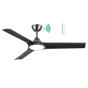 Alpine DC 52″ Smart Ceiling Fan With WIFI Remote Control + LED Light Modern ceiling fan with black blades and light fixture on a white background