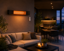 Martec Infrastrip 2200W Halogen Outdoor Infrared Heater in Matt Black and White for patios pergolas and alfresco entertaining in a modern outdoor area in Matt Black  