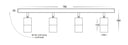 4 light adjustable spotlight bar in black - GU10 aluminium ceiling light Dimensions 