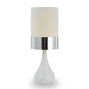 Close-up of the Akira Table Lamp showcasing the elegant ceramic base and metallic trim that adds a refined designer finish.