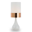 Contemporary Akira Table Lamp styled on a living room side table, blending clean lines with soft ambient lighting for modern interiors.
