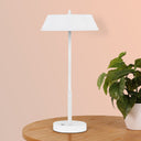 Side profile of the Allure LED Table Lamp highlighting its slim metal stem, wide conical shade, and premium contemporary craftsmanship.