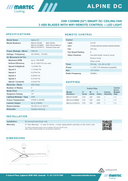 Product specifications sheet for Alpine DC ceiling fan with Light  by Martec