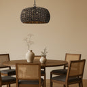 Modern coastal pendant light with natural woven shade, E27 globe fitting, and decorative lighting for kitchen islands and dining areas.