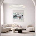 Designer circular pendant light for dining rooms, living spaces, and commercial interiors with energy-efficient LED illumination.
