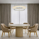 ARIVA 62CM contemporary LED ring pendant light with TRIAC dimming, selectable 3CCT lighting, and premium modern interior design.