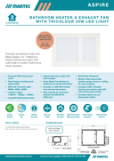 Martec Aspire bathroom heater and exhaust fan with LED light packaging specification sheet 2