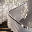 Designer multi-drop pendant light with teardrop glass shades, warm 3000K LED illumination, and luxury ceiling lighting for modern dining rooms.