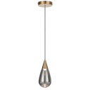 Modern smoked glass pendant lamp featuring integrated LED technology, sleek metal detailing, and designer ceiling lighting for luxury kitchens.