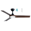 Alpine DC 52″ Smart Ceiling Fan With WIFI Remote Control + LED Light from Martec -Ceiling fan with wooden blades and light fixture on a white background