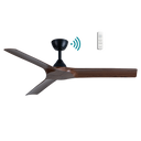 Alpine DC 52″ Smart Ceiling Fan With WIFI Remote Control a  Modern ceiling fan with wooden blades and a remote control on a white background from Lights and fans online