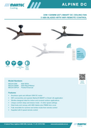 Martec  Alpine DC ceiling fans with features and specifications.