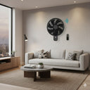 Avalon DC smart wall fan installed in modern living room