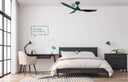 Modern bedroom with a Martec Avoca ceiling fan with LED Light .Lights and Fans Online Ceiling fan and smart home devices.