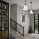 Large 40cm pendant light with opal glass shade and elegant chain suspension, designer ceiling lighting for contemporary homes.