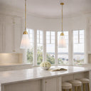 Brine 28cm pendant light with opal glass shade and polished nickel finish, elegant ceiling lighting for dining rooms.