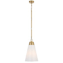 Brine 28cm opal glass pendant light in Antique Gold Satin, modern hanging ceiling light for kitchen island lighting.