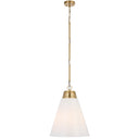 Brine 40cm opal glass pendant light in Antique Gold Satin, modern hanging ceiling light for kitchen island and dining room.