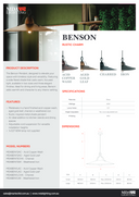 Benson Pendant Light  in Weathered Iron Product description sheet for Benson pendant light with images and specifications.