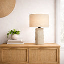 Sculptural limestone style table lamp for Australian homes