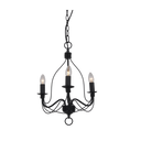 Candice – 3 Lights Candelabra Pendant Light Black chandelier with three candle-style lights on a white background