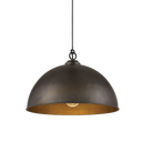 Cassidy Weathered Iron Dome Pendant – Designer Statement Lighting Large Size 