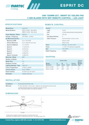 alt="Martec Esprit DC ceiling fan reversible summer and winter mode with 8-speed remote" Product Specification2