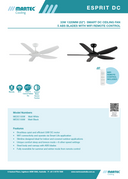 lt="Martec Esprit DC ceiling fan reversible summer and winter mode with 8-speed remote" Product Specification