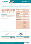 Product Spec 2 Modern Slimline Martec Essence 4 Bathroom Heater with LED - Lights and Fans Online 