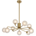 Designer Felton pendant light with nine glass globe shades, premium metal frame, and luxury ceiling lighting for stylish living rooms.