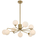 Contemporary chandelier with smoke glass shades, black frame, and architectural pendant lighting for dining rooms and open-plan spaces.