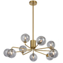 Luxury 9-light ceiling pendant featuring opal matt glass shades and antique gold finish for sophisticated home interiors.