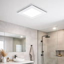 Flow 240 / 295  Square Exhaust Fan with Tricolour LED Light Martec . Lights and Fans Online in a modern bathroom setting 