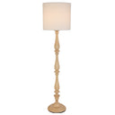 Natural Hommer Floor Lamp with an ivory fabric shade adding timeless elegance and soft ambient illumination to a French Provincial bedroom.