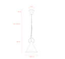 Ivy Designer Pendant – Vintage Porcelain White Measurement chart of a pendant light with dimensions on a white background
