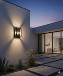 Kent Exterior Wall Light Martec MDA in a Modern outdoor wall light fixture on a house exterior at night from lights and fans online 