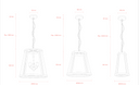 Lauren Hampton Style Pendant Light featuring clear seeded glass with polished nickel and satin black finishes. Technical drawing of a pendant light with dimensions labeled