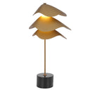 Mapel LED Table Lamp with antique brass finish, black marble base, integrated warm white LED lighting and touch dimmer control
