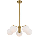 Marsten 5 Pendant Light in Antique Gold with five glass globes