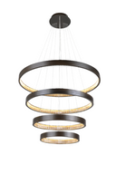 Modern chandelier with concentric circular design on a white background with LED
