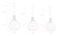Measurement chart of Boaz natural timber pendant light detail wood grain Scandinavian design ceiling light. Lights and Fans Online