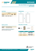 Mirage 12W LED Exterior Light Tricolour Specification Sheet 2 