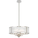 Luxury Norel 6 pendant with textured glass diffuser, polished nickel finish, and sophisticated lighting for dining rooms and entryways.