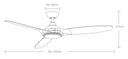 Newport DC 56 inch smart ceiling fan with WiFi remote and LED light.Dimesnions 