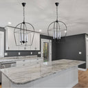 Matt black 4 light spotlight bar lighting a kitchen benchtop