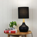 Modern black table lamp with touch on off function for bedroom. lights and Fans Online 