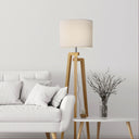 LUND Complete Floor Lamp White – Scandinavian Timber Tripod Floor Lamp