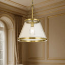 Designer hanging pendant with premium textured glass diffuser, iron frame, and decorative lighting for contemporary kitchens and breakfast bars.