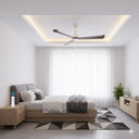 Martec Polo DC 52″ Smart Ceiling Fan With WIFI Remote Control from Lights and Fans online in a Modern bedroom with ceiling fan, bed, and side tables.