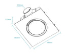 Dimensions -Quasar Mini ceiling-mounted bathroom heater with 20W tricolour LED 